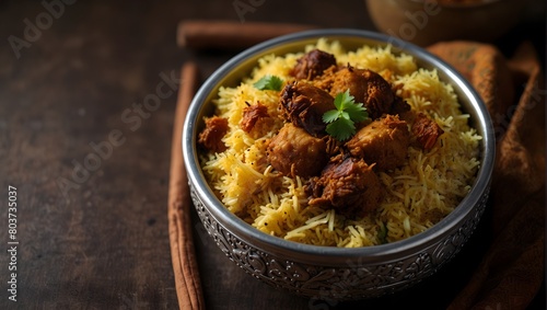 A tantalizing description of your favorite type of biryani, invoking its rich aroma, flavorful spices, and cultural significance ai_generated
