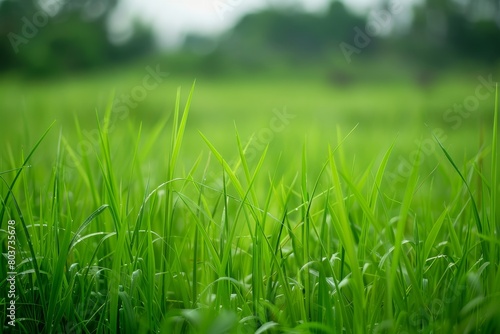 Lush green grass field in nature