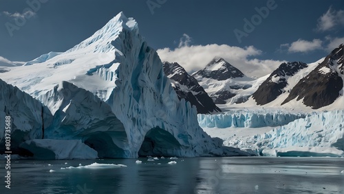 The awe-inspiring beauty and inherent mystery of glaciers in a descriptive passage, evoking their icy majesty and the ancient stories they hold ai_generated