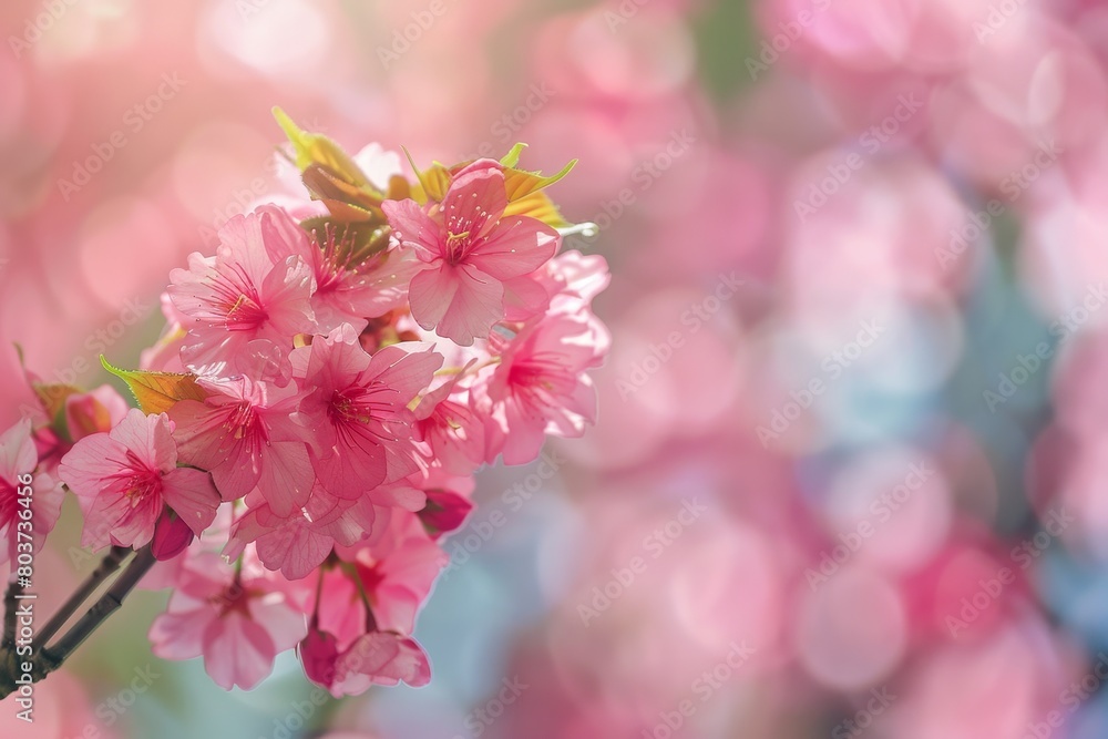 beautiful pink cherry blossom flowers in bloom
