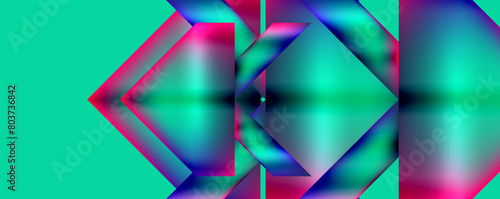 Vibrant colors like azure, purple, violet, and magenta create a kaleidoscope pattern on a green background. The symmetry of triangles forms an artistic display reminiscent of electric blue hues