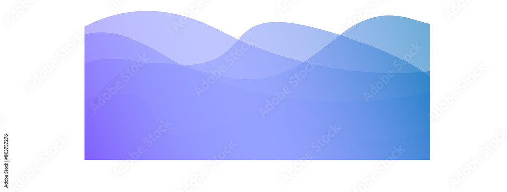 Abstract top purple and blue curve waves background isolated on transparent images PNG, Panoramic banner background with copy space	
