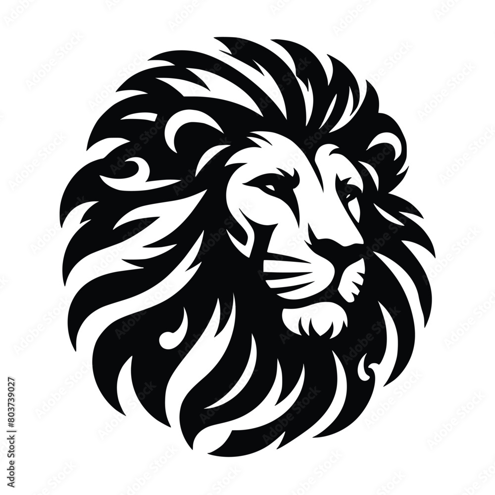 Fototapeta premium Lion head face logo vector illustration minimalist design template. also can use for t- shirt, emblem, tattoo and more