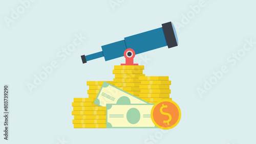 vector business finance. Successful vision concept with icon of telescope