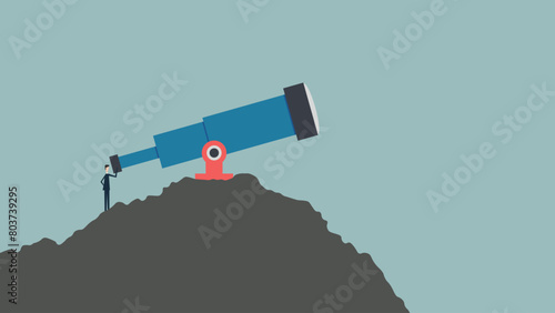 vector business finance. Successful vision concept with icon of telescope