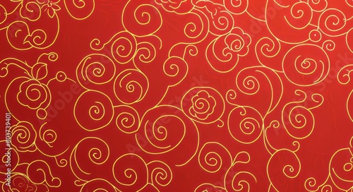A red background with golden patterns