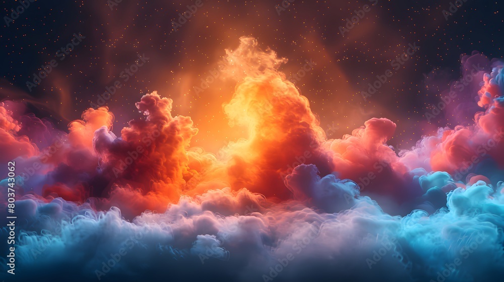 Cosmic Nebula , multicolored smoke puff cloud design elements