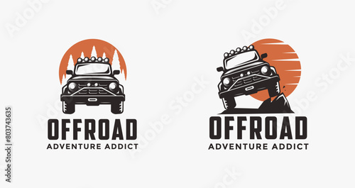 Off road adventure Suv car logo icon vector template on white background