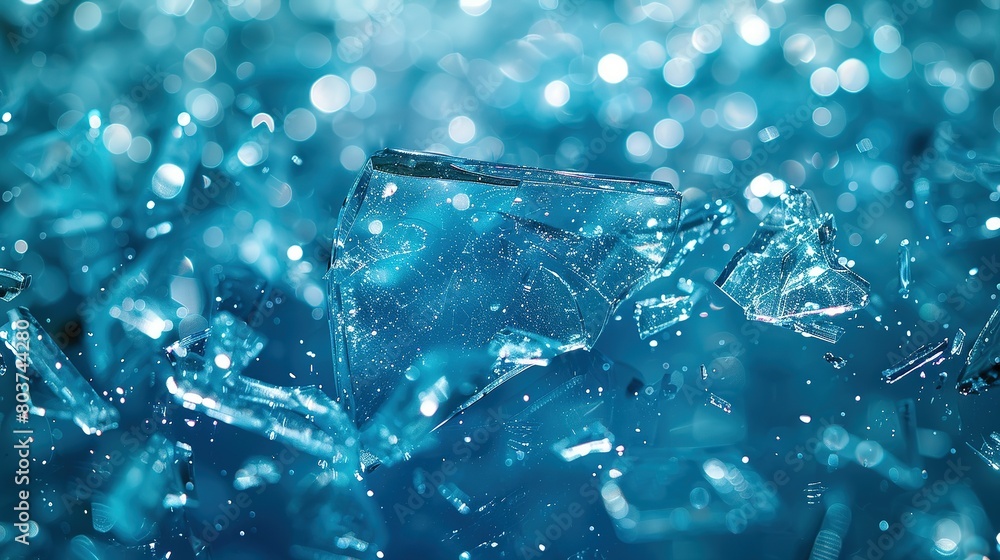 Cobalt Chaos: Scattered Glass Abstraction