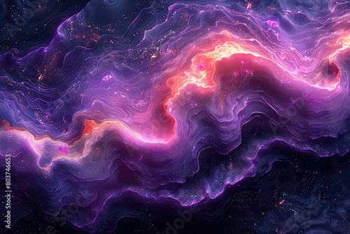 A purple and pink nebula with swirling waves of color, creating an ethereal atmosphere. Created with Ai