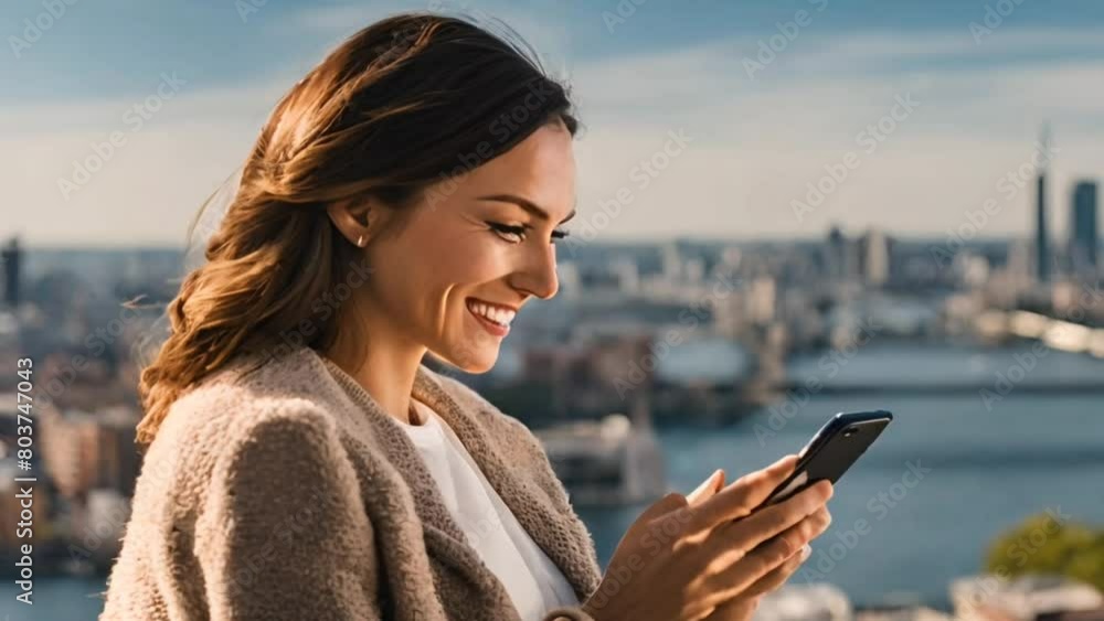 Side view of beautiful woman using her phone indoors Side view of beautiful woman using her phone indoors