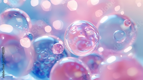 Pastel pink and blue bubbles background 