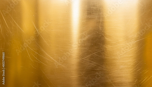 Gold polished metal texture with scratches and patina, background, banner photo