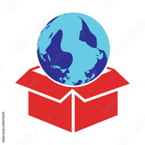 icons related to supply chain, value chain, logistic, delivery, manufacturing, commerce.Earth global country map planet line icon.