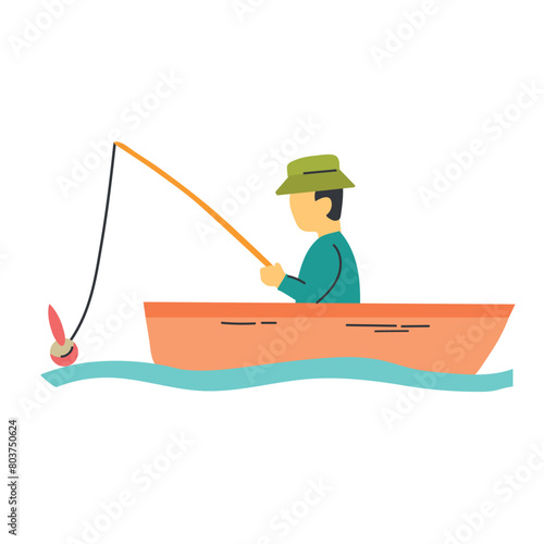 Fisherman in boat icon clipart avatar logotype isolated vector illustration