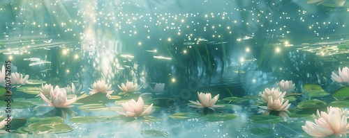 Step into the enchanting realm of Claude Monets Water Lilies transformed into a seamless VR oasis photo