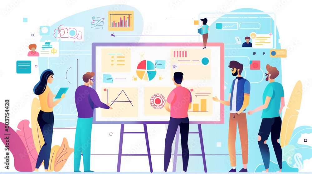 Innovative Startup Team Collaborating on Whiteboard: Brainstorming Product Development and Market Expansion Ideas Innovative Startup Team Collaborating on Whiteboard: Brainstorming Product Development and Market Expansion Ideas