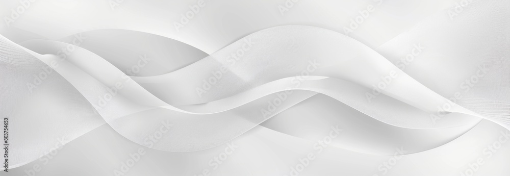 Abstract white background with soft geometric shapes and wavy lines for design, banner or cover in light gray color