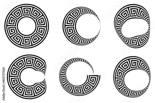 Ancient Greek circular seamless line pattern.
