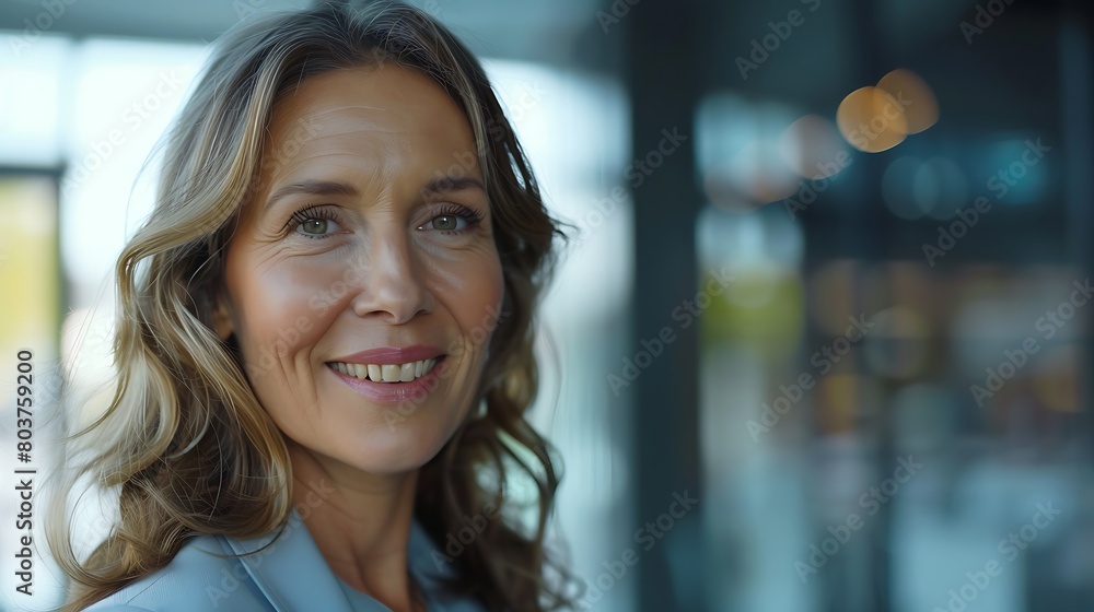 With a smile of determination, a middle-aged businesswoman executive leads her team through a focused discussion on project planning and strategy, inspiring confidence and enthusiasm in her colleagues