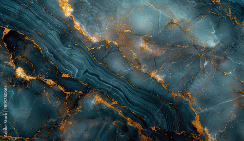  A beautiful abstract background of dark blue and gold marble. Created with Ai