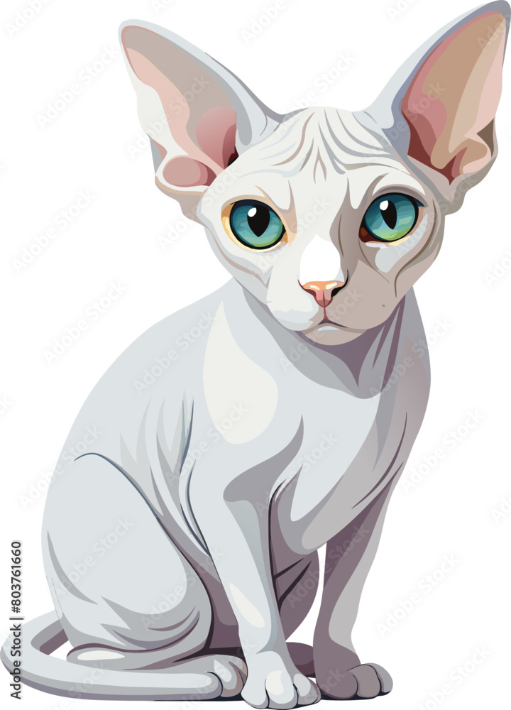 Sphynx cat on a white background. Vector illustration.