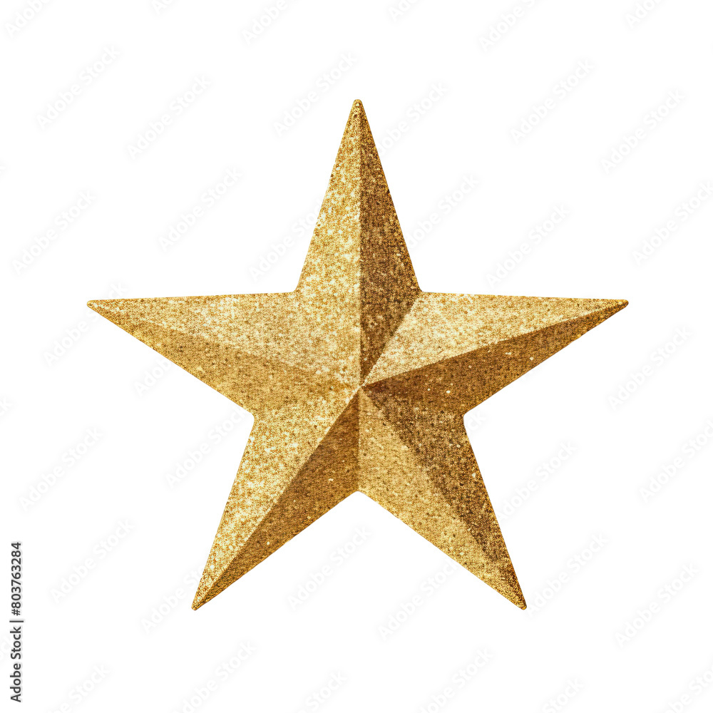 Gold Glitter Christmas Star isolated on white background.. Gold Glitter Christmas Star isolated on white background..