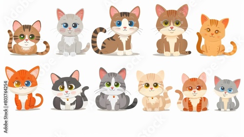 Cute Cartoon Cats on a white background. cartoons. Illustrations