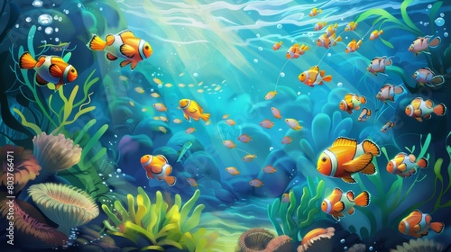 fish at aquarium, under water, animals. fish. Illustrations © LofiAnimations