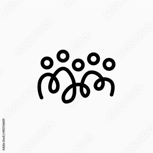 five people team family human together unity logo vector icon