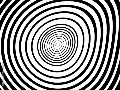 Abstract hypnotic wave pattern with black-and-white striped lines. Psychedelic background. Op art  optical illusion. Modern design  graphic texture.