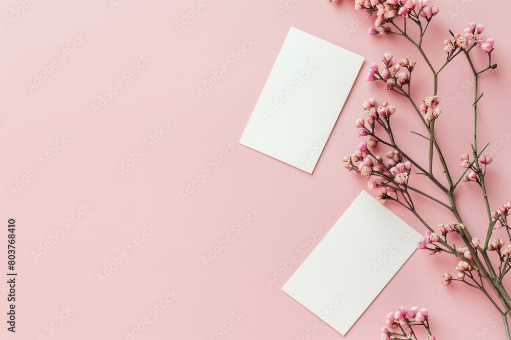 Minimalist blank notes template design with soft pink background and flower decoration Minimalist blank notes template design with soft pink background and flower decoration