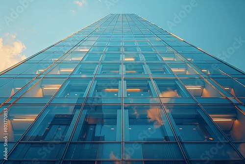 "Urban Building with Sky Reflection: Contemporary Glass Architecture"