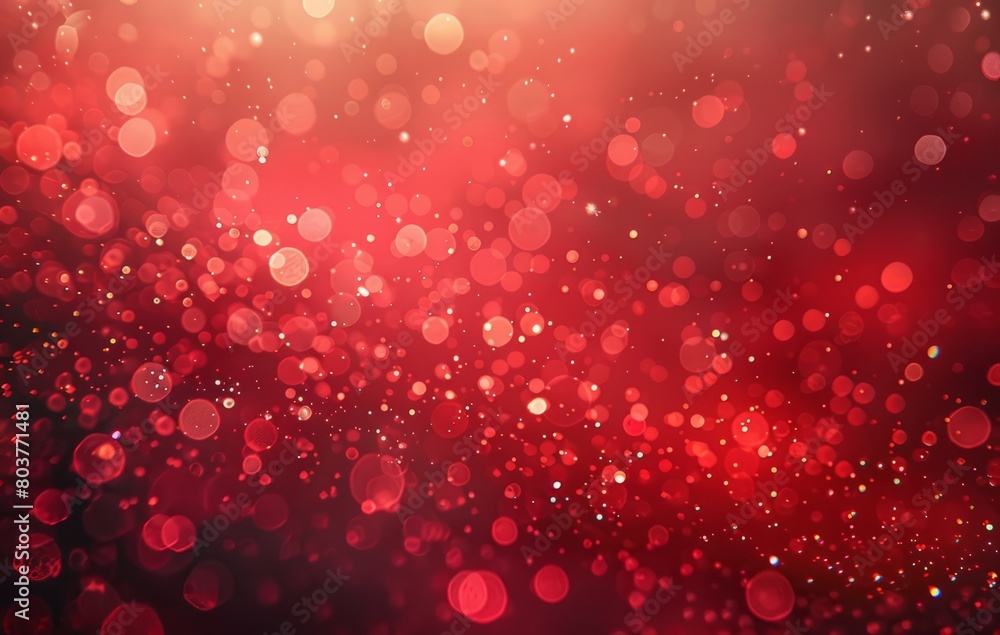Red background, blurred red particles on the right side of the screen, red gradient background