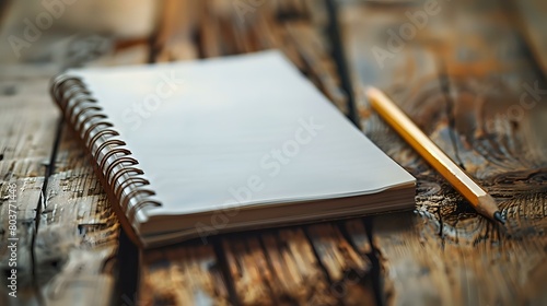 Quiet Inspiration: Open Notebook and Pencil on Natural Wood