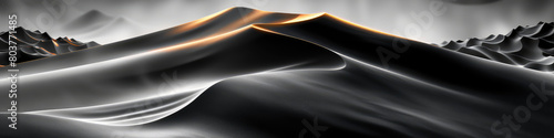 Abstract dune landscape  sand and mist  flowing light and shadow  brushstrokes in the style of Chinese ink painting. Created with Ai