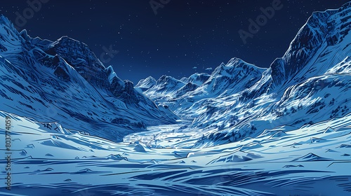 Frozen tundra landscape abstract poster background