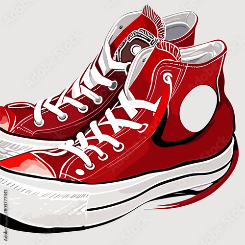 Sneakers illustration for t-shirt. College style pair of shoes