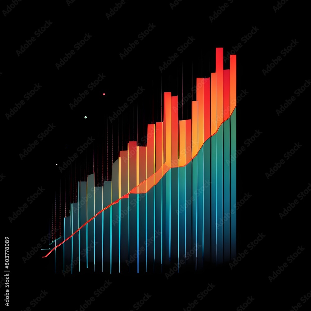 Fototapeta premium the graph on the black background chart is going down to up business finance diagram growth