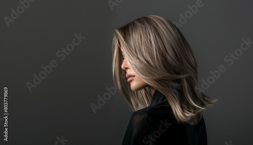 Chic Sophistication: Captivating Profile of a Woman with Light Ash Brown Hair - Fashion, Style, Trendy - clean composition, ample negative space