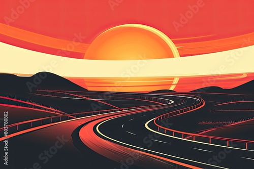 Winding road Journey traffic curved highway Road to horizon in perspective Winding asphalt empty line isolated vector concept