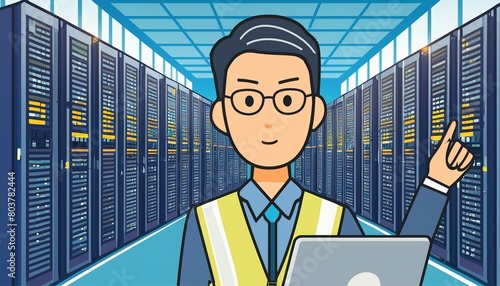 Network Engineer IT technician Monitoring Data i Server Room