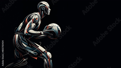 colorful abstract basket ball player art on black background photo