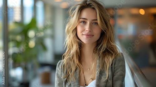 Confident Businesswoman in Casual Professional Attire at Office