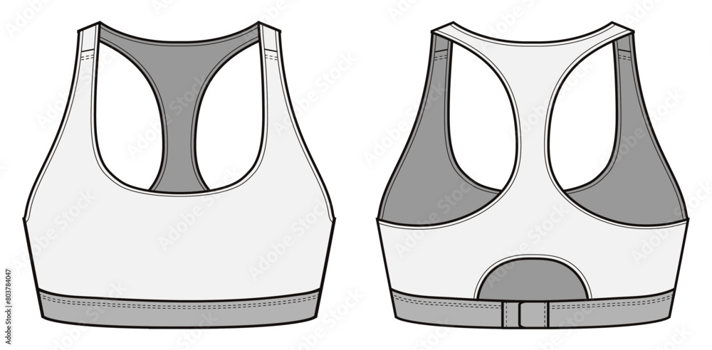 Illustration of active Vest, Fashion Flat Sketch Vector, CAD, Technical ...