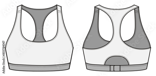 Illustration of active Vest, Fashion Flat Sketch Vector, CAD, Technical Drawing, Flat Drawing, Template, Mockup.Sports tight vest.