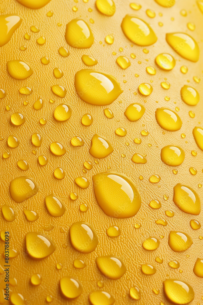 Water droplets on yellow leather, texture pattern for background Water droplets on yellow leather, texture pattern for background