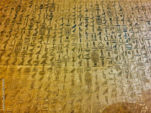 Bilde på lerret Famous Pyramid hieroglyphic Texts inside the Pyramid of Unas of 5th dynasty iden