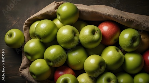 Fresh ripe green apples summer fruit harvest Creative.generative.ai