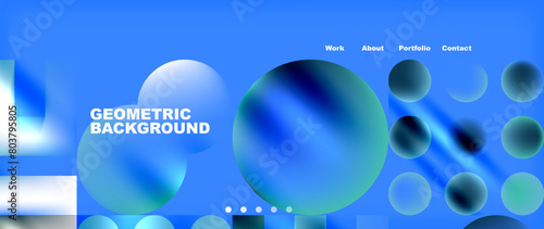 A blue geometric background with circles and squares reminiscent of an astronomical object. The electric blue tones create a futuristic feel, blending science and technology